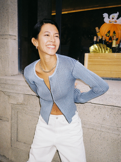 Double zipper knitted cardigan