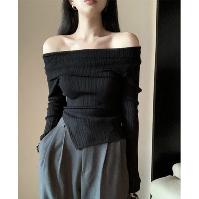One-shoulder Long sleeve shirt