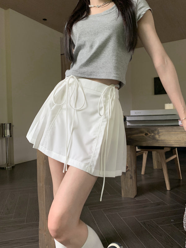 lace-up design Coquette A-line skirt