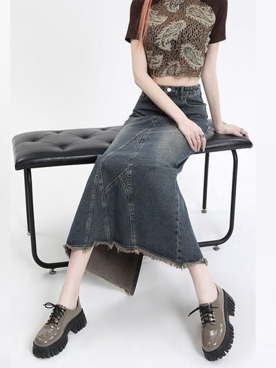 fishtail denim skirt