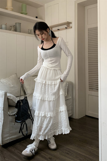 retro crochet long skirt