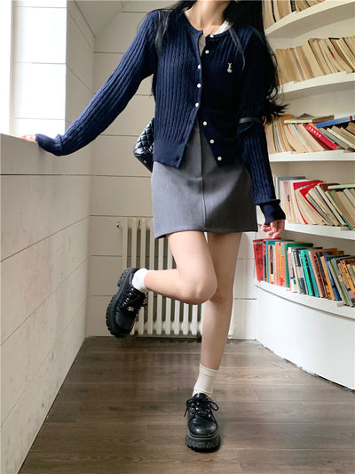 long sleeve knitted slim cardigan