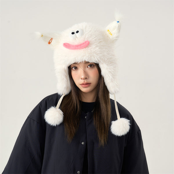 cute plush knitted woolen beanie