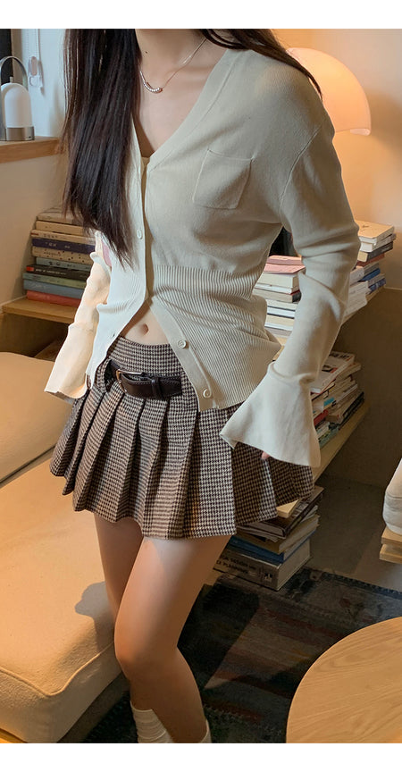high waist Pleated mini skirt