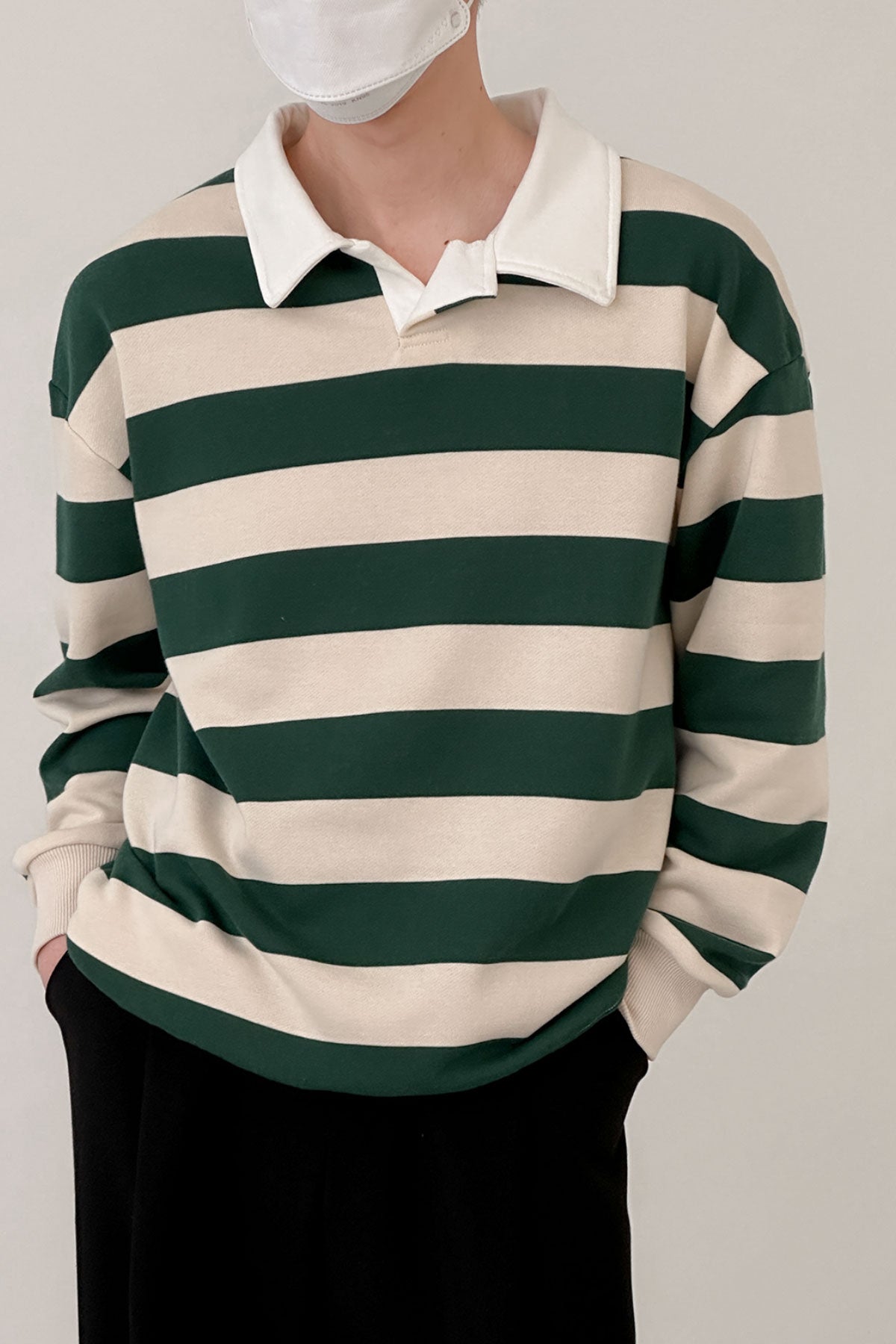 striped long sleeved collar T shirt Uncut Trends