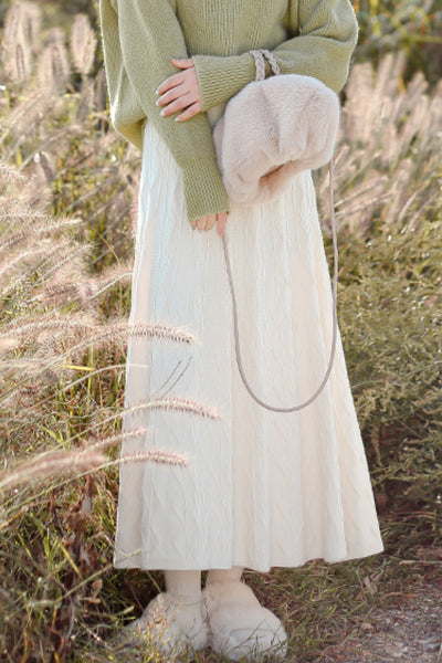 high waist knitted woolen a-line Skirt