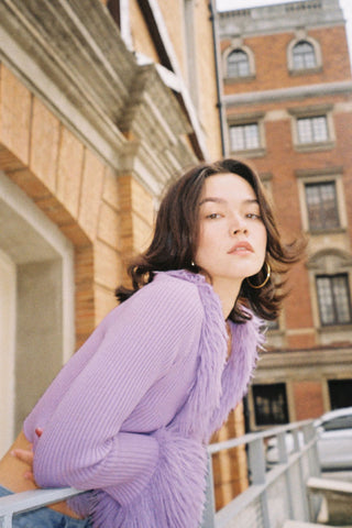 Fur knitted cardigan