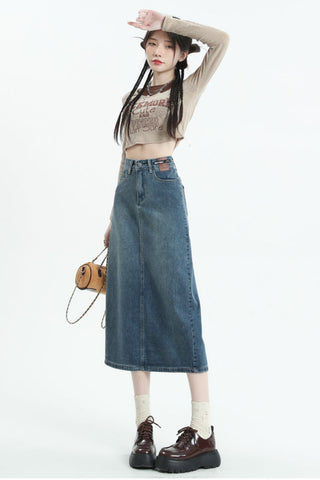 straight denim skirt