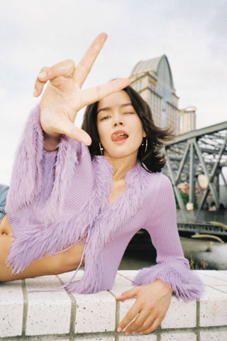 Fur knitted cardigan