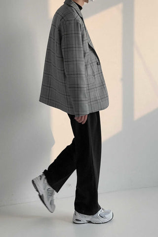Plaid loose fit Casual Suit Jacket