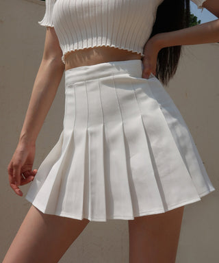retro high waist woven pleated skirt