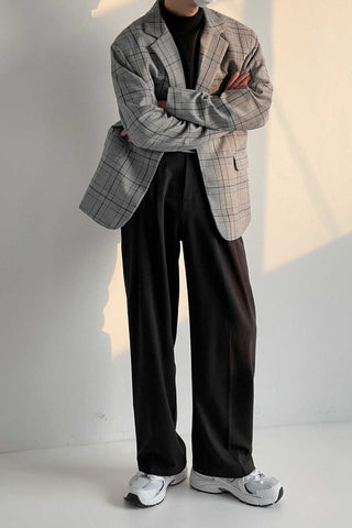 Plaid loose fit Casual Suit Jacket