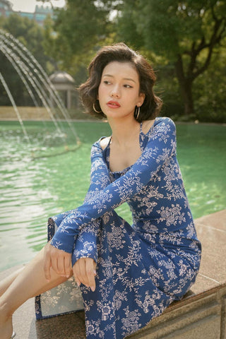 Floral Slim Fit Dress Uncut-Trends Floral Slim Fit Dress Uncut-Trends