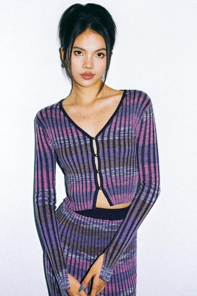 Slim Fit Purple Gradient Cardigan