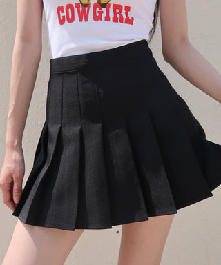 retro high waist woven pleated skirt