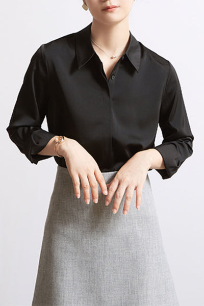 Casual Iron-free satin long-sleeved shirt