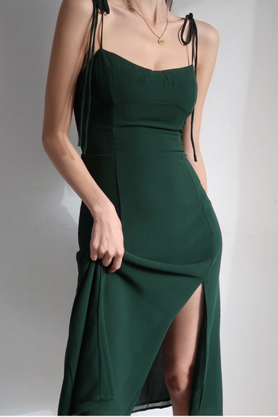 French high waist suspender dress