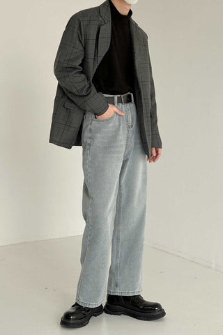 Plaid loose fit Casual Suit Jacket