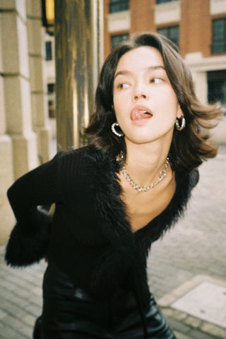 Fur knitted cardigan