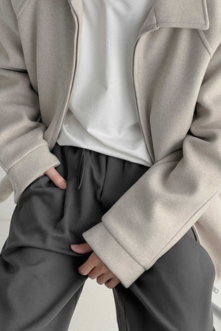 Woolen quilted lapel padded Jacket