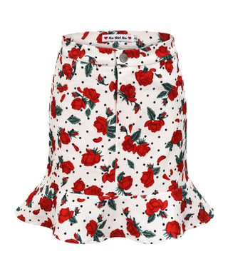Retro Rose Print Ruffle High Waist fishtail Skirt