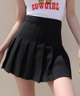 retro high waist woven pleated skirt