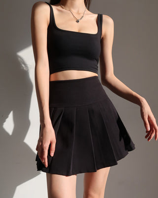 retro high waist short skirt with safety pants