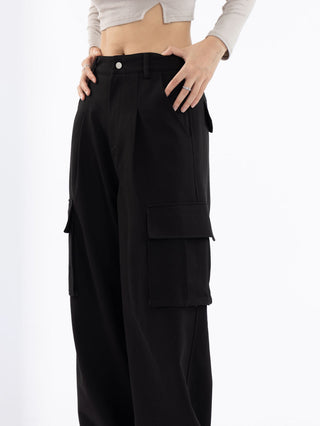 High-Waist Straight Cargo Pants