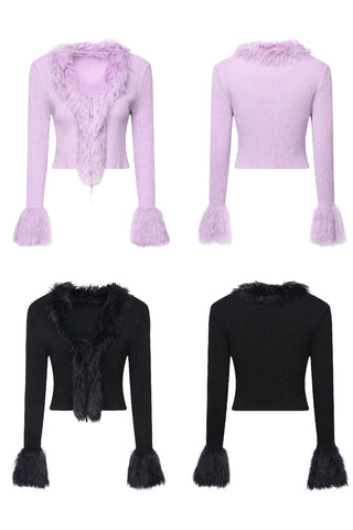 Fur knitted cardigan
