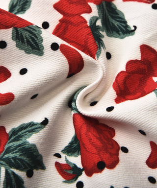 Retro Rose Print Ruffle High Waist fishtail Skirt
