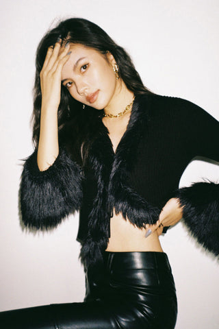 Fur knitted cardigan