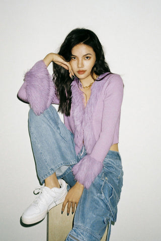 Fur knitted cardigan