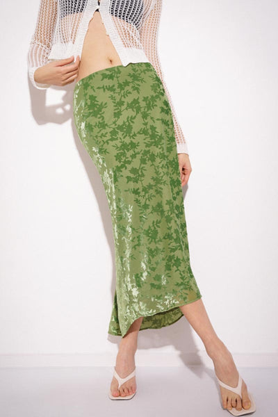 Velvet Burnt Flower Fishtail Skirt