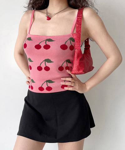 Cherry slim high waist short top