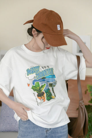 pure cotton cartoon print t-shirt
