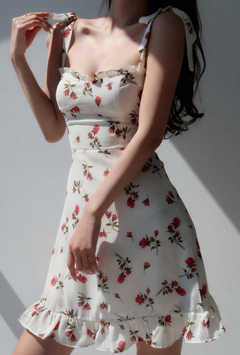 French pastoral slim waist dress
