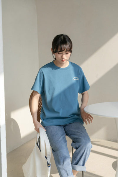 blue pure cotton loose t-shirt