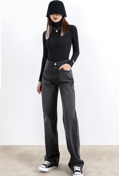 high-waist loose wide-leg jeans