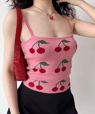 Cherry slim high waist short top