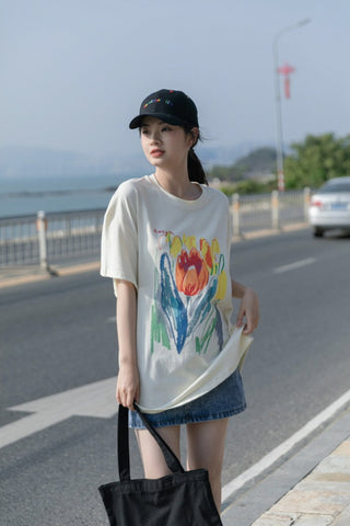 Loose Pure Cotton cool art T-Shirt