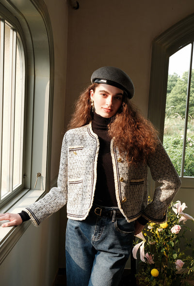 Niche Contrast Tweed Fragrance Short Blazer Jacket