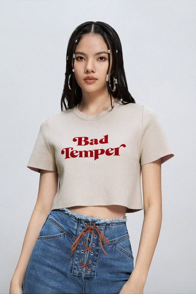 wool knitted short-sleeved waist short top