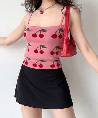 Cherry slim high waist short top