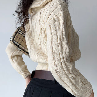 double zipper lapel loose sweater