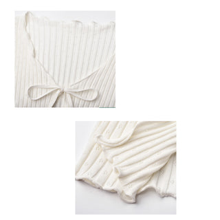 wooden ears knitted hollow cardigan