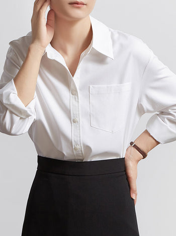 casual white long sleeve shirt