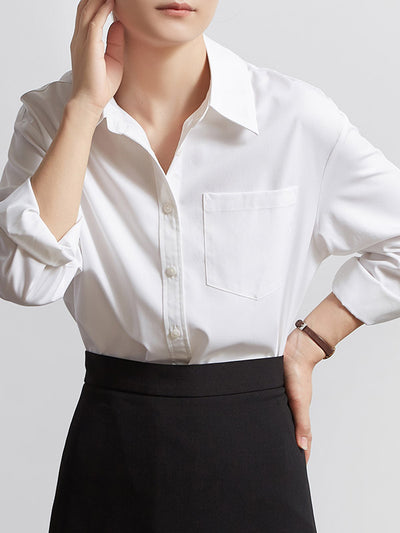 casual white long sleeve shirt