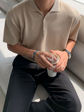 summer polo Solid Color T-shirt