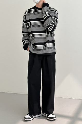 classic striped loose long sleeve t-shirt