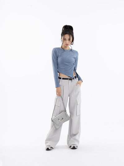 High-Waist Straight Cargo Pants